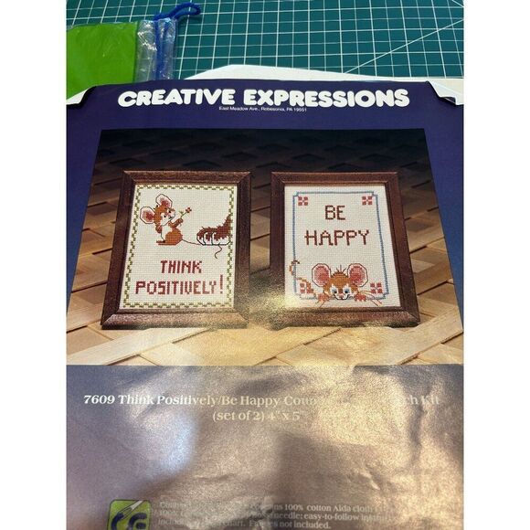 Creative Expressions Think Positively/Be Happy Counted Cross Stitch Kit Set 1981 - Picture 1 of 2